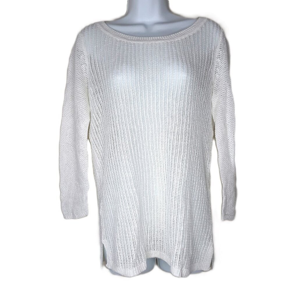 Talbots 100% Linen Sweater Open Weave Lightweight Summer Beach Resort New